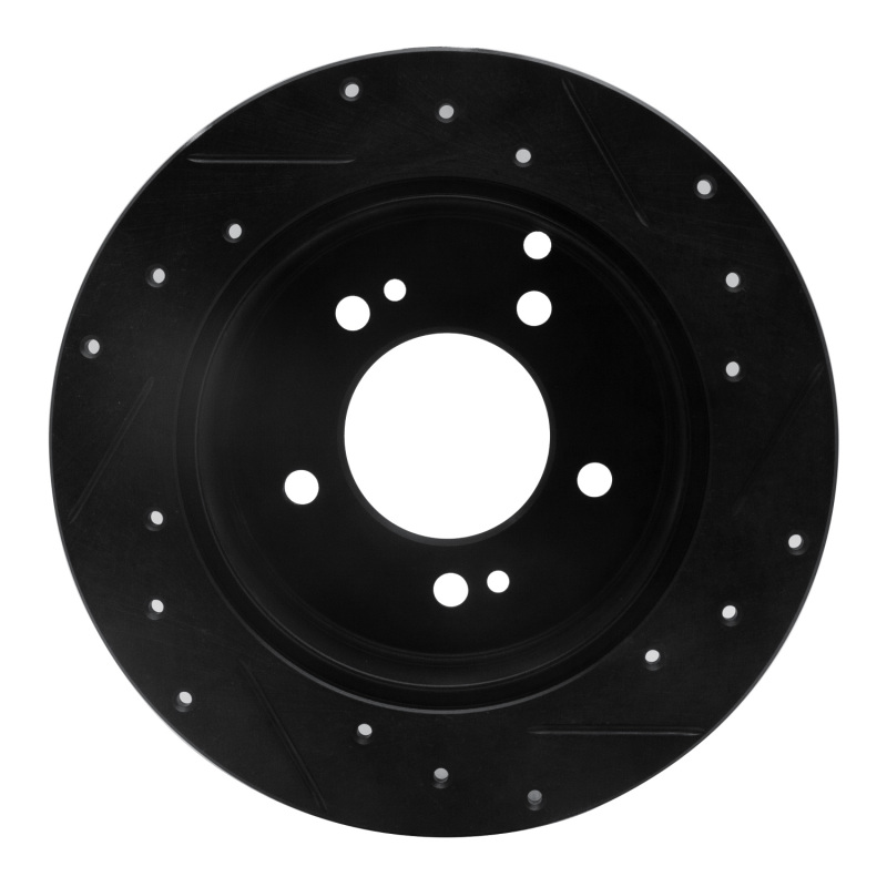 Kia Rondo Brake Rotor (1) - Rear Left - R1 Concepts - Drilled & Slotted - Black - `07-`12
